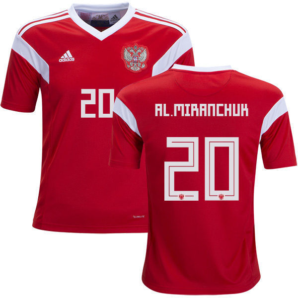Russia #20 AL.Miranchuk Home Kid Soccer Country Jersey - Click Image to Close
